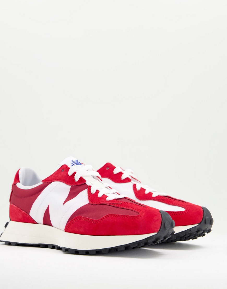 new balance 327 premium trainers in red and white