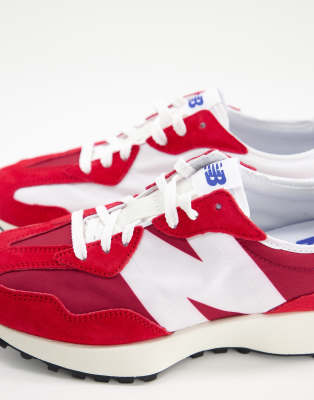 new balance white and red trainers