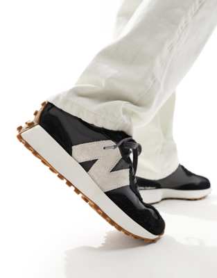 New Balance - 327 - Sneaker in Schwarz und Beige, exklusiv bei ASOS