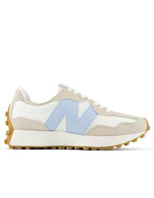 New Balance - 327 - Sneaker in Weiß mit Details in Beige und Babyblau