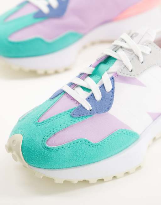 New Balance - 327 - Sneakers colorblock lilla e rosa, 3 di 4