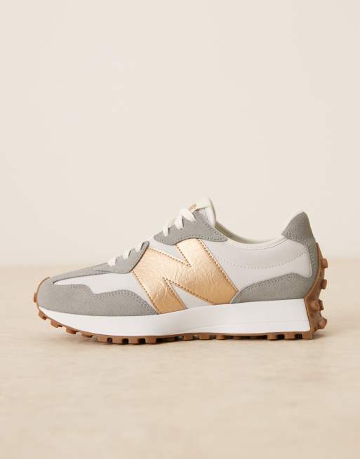 New Balance - 327 - Sneakers i råhvid/metallisk guldfarve, 2 af 5