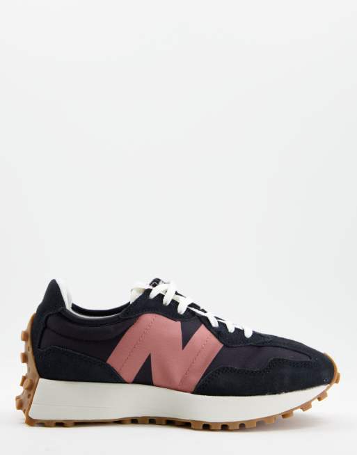 New Balance 327 sneakers in black and pink