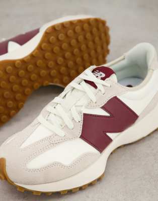 new balance burgundy suede 327 trainers