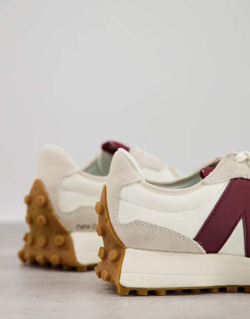 New Balance - 327 - Sneakers in gebroken wit en bordeauxrood, 2 van 4