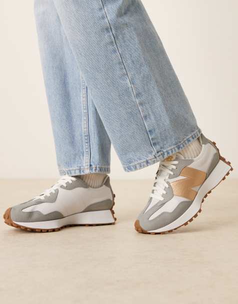 New Balance - 327 - Sneakers in gebroken wit en goud metallic - view 1