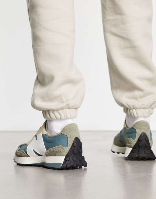 New Balance 327 sneakers in grey and light blue, 3 of 4