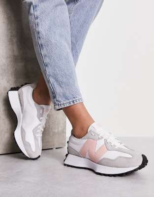 onwetendheid nicht ik lees een boek New Balance - 327 - Sneakers in lichtgrijs met roze | ASOS