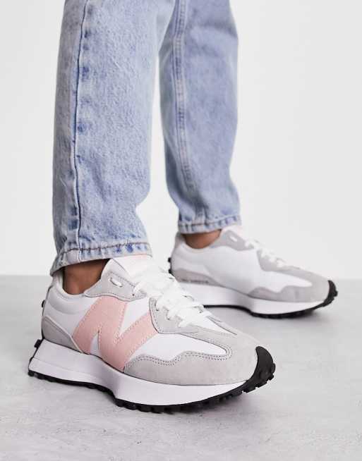 New Balance - 327 - Sneakers in lichtgrijs met roze, 4 van 4