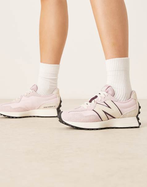 New Balance 327 sneakers in light pink with cream detail - view 1