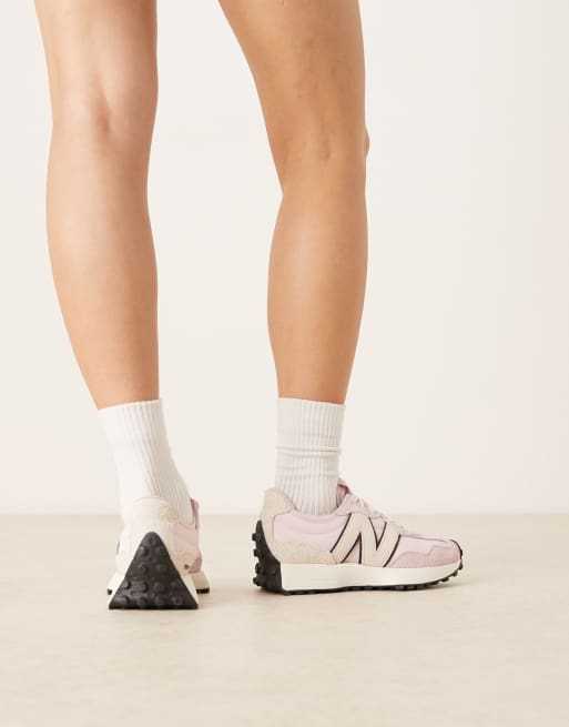 はむページ New Balance 327 sneakers in light pink with cream detail | ASOS