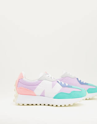 New Balance 327 sneakers in lilac and pink color block