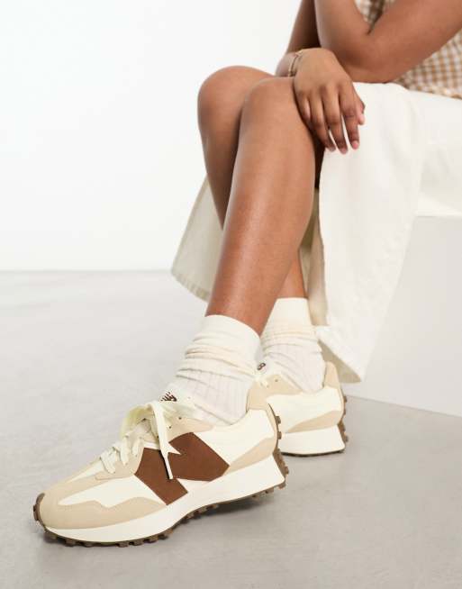 New Balance 327 sneakers in off white & brown