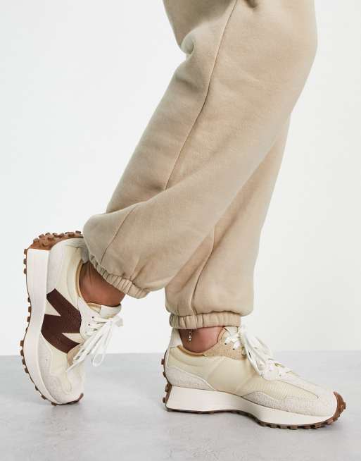 New Balance 327 sneakers in off white with brown detail Exclusive to ASOS