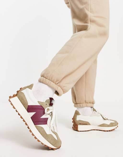 New Balance 327 sneakers in off white with burgundy detail - Exclusive to  ASOS | ASOS