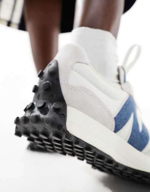 New Balance 327 sneakers in off white with denim blue detail