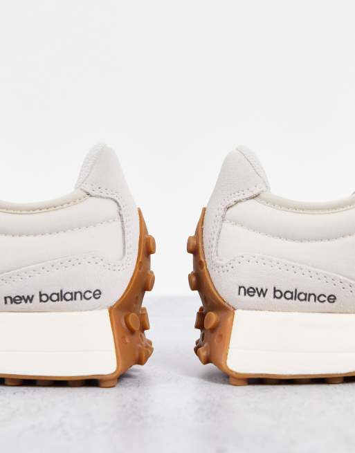 New Balance 327 sneakers in off white with leopard print detail