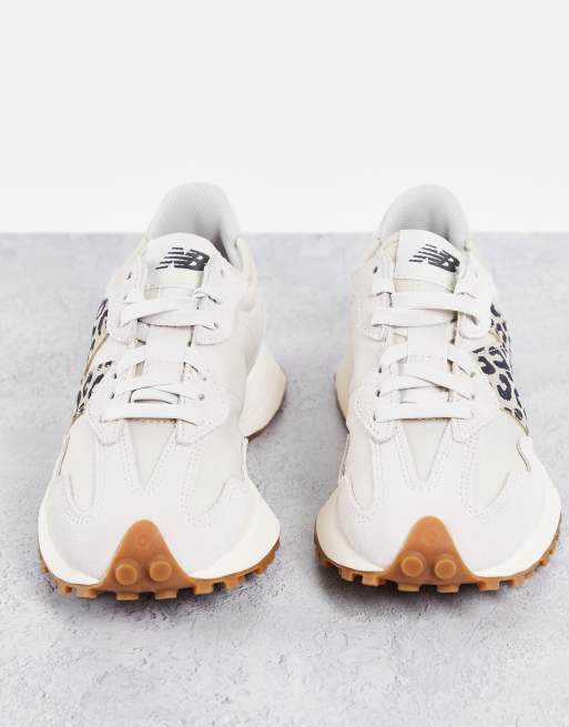 New Balance 327 sneakers in white & tan