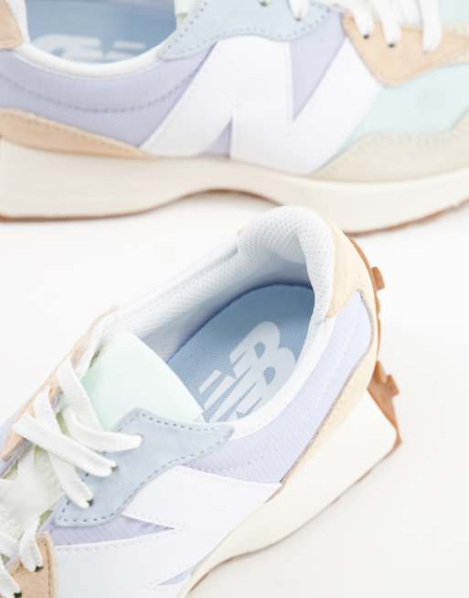 New Balance 327 sneakers in pastel blue and pink