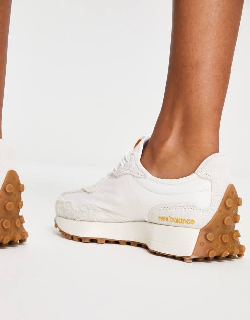 New Balance 327 sneakers in white and yellow with gum sole | ASOS