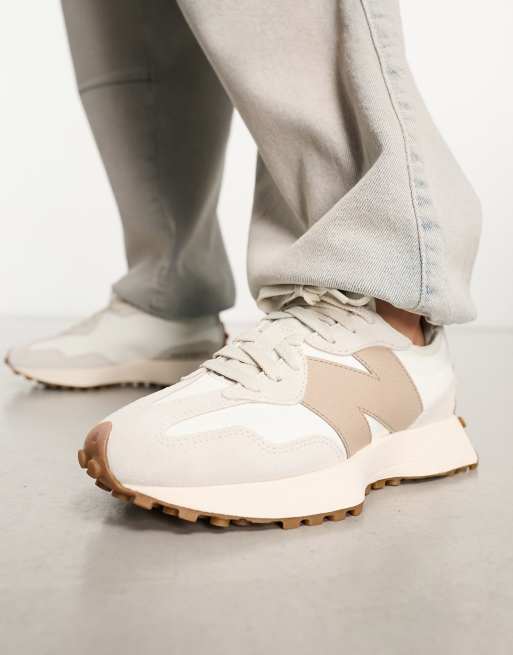 New Balance 327 sneakers in white & tan