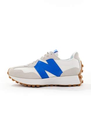 New Balance 327 Sneakers In White With Blue Detail