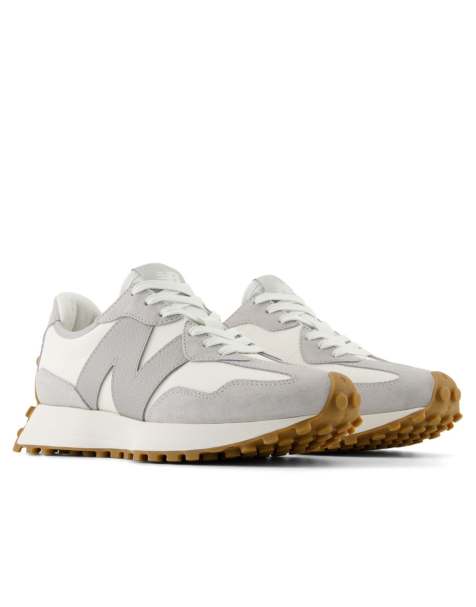 New Balance 327 sneakers in white with gray detail - view 1