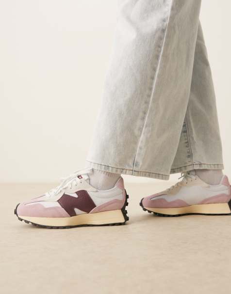 New Balance 327 sneakers in white with pink and burgundy details - view 1