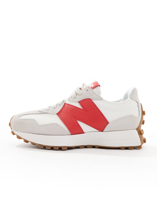 New Balance 327 sneakers in white with red detail ASOS