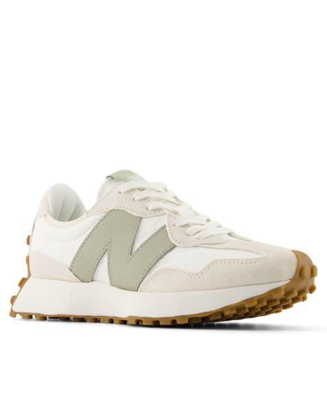 New Balance - 327 - Sneakers in wit en beige met lichtgroene details - view 1