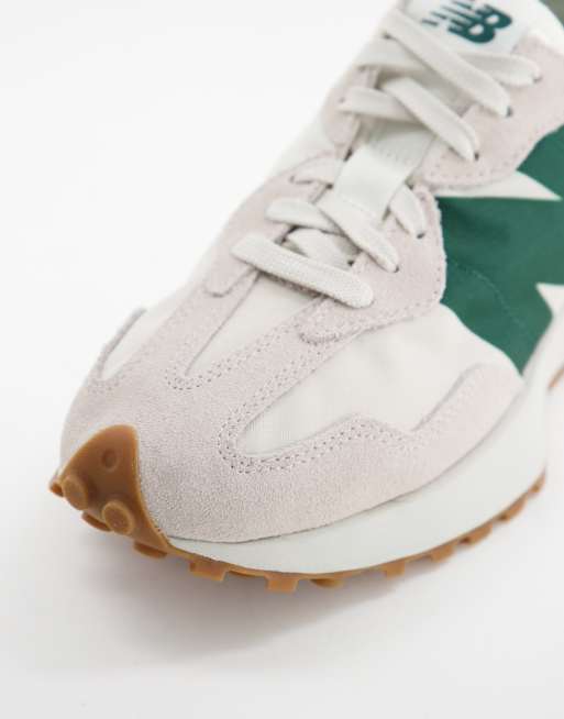 New Balance 327 suede sneakers in off-white and green, 4 of 4