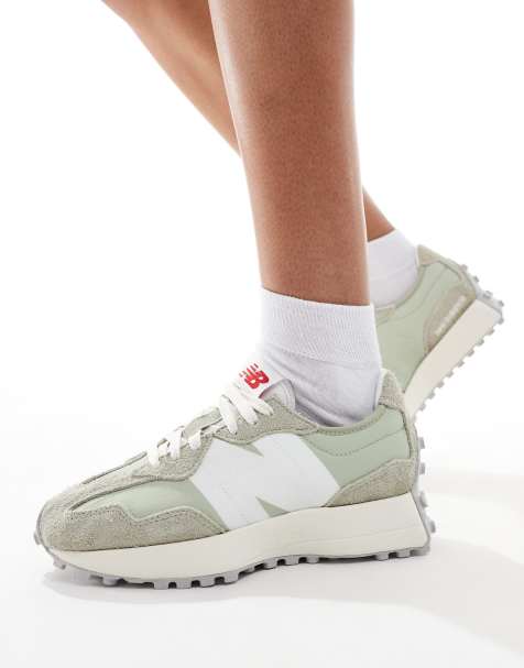 New Balance 327 suede trainers in sage green - view 1