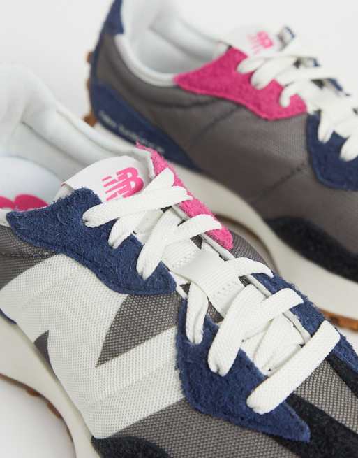 New balance 327 navy and store pink trainers