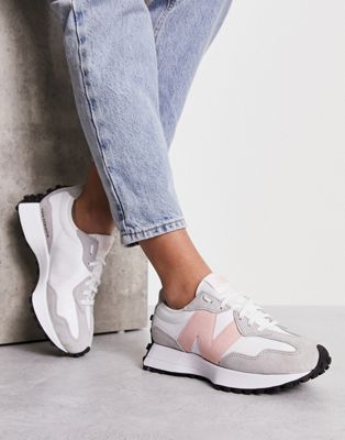 New Balance 327 trainers in light grey and pink | ASOS