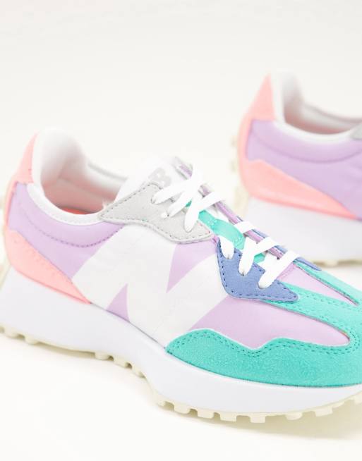 New Balance 327 trainers in lilac and pink colourblock ASOS