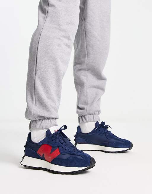 New Balance 327 trainers in navy and red ASOS