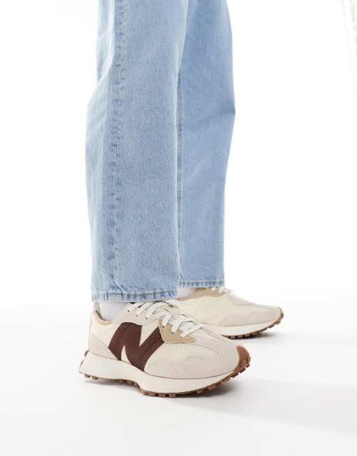 New Balance 327 trainers in off white and brown - exclusive to ASOS