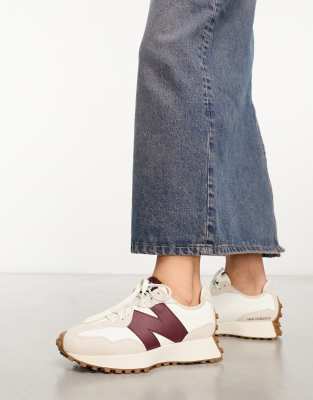 New Balance 327 trainers in off white and burgundy ASOS