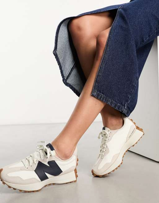 New Balance 327 trainers in off white and navy, 3 of 4