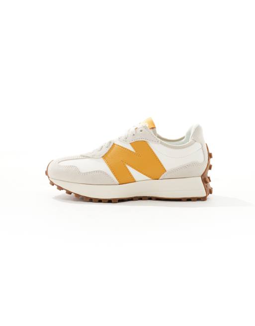 New Balance 327 trainers in off white and yellow Exclusive to ASOS