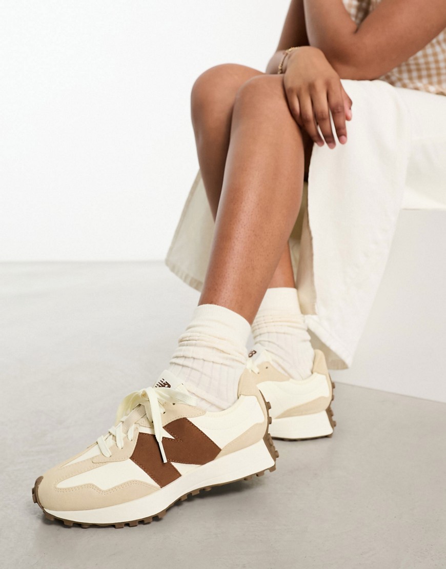 New Balance 327 trainers in off white & brown
