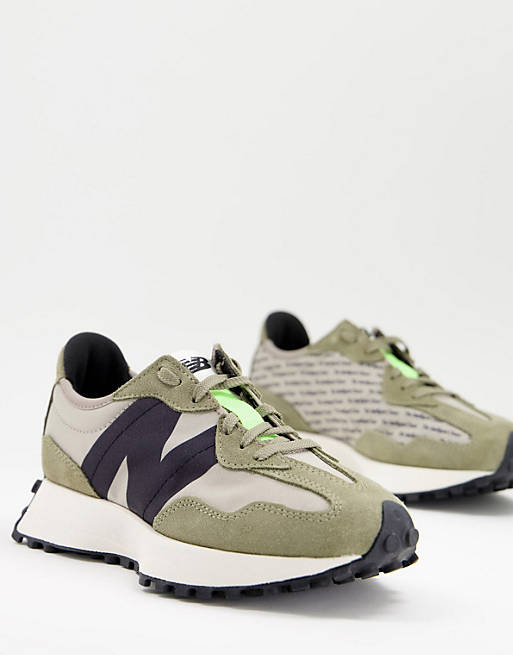 New Balance 327 trainers in olive