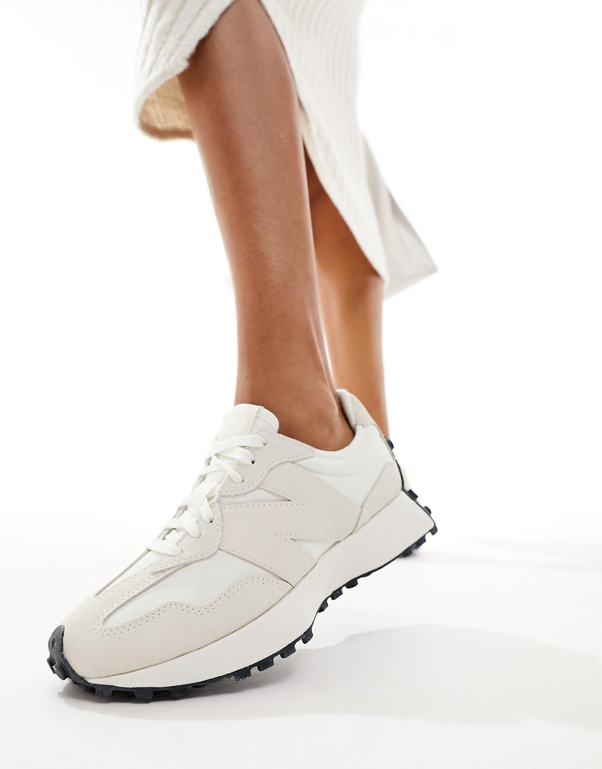 New Balance 327 trainers in white and beige