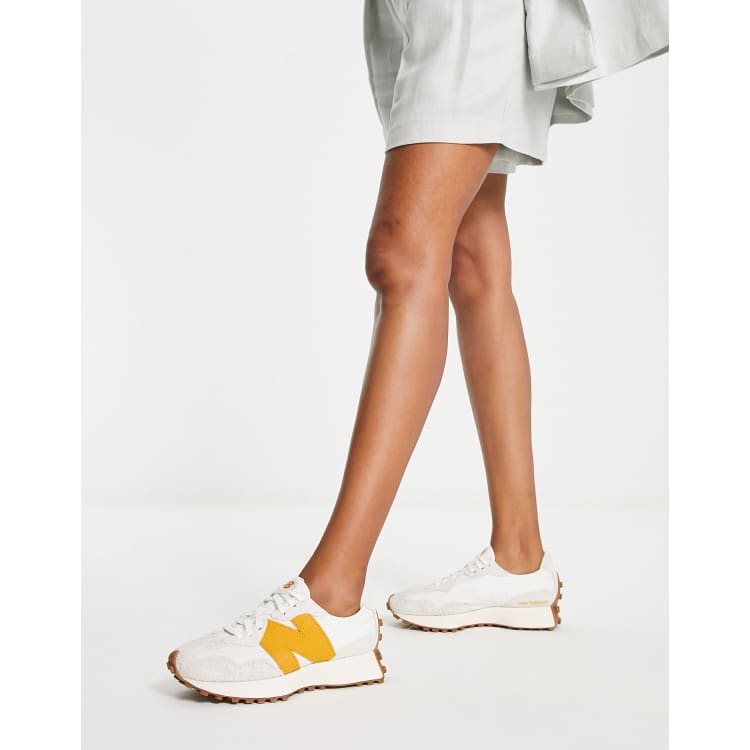 New Balance 327 trainers in white and yellow with gum sole | ASOS