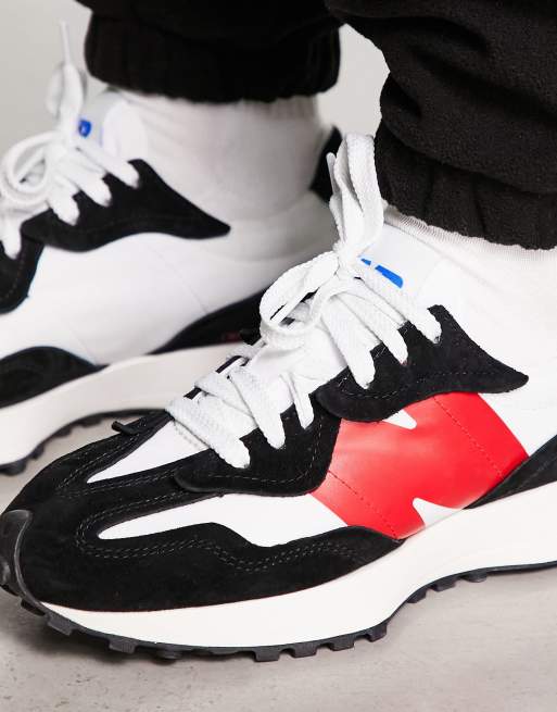 New Balance 327 trainers in white black and red ASOS