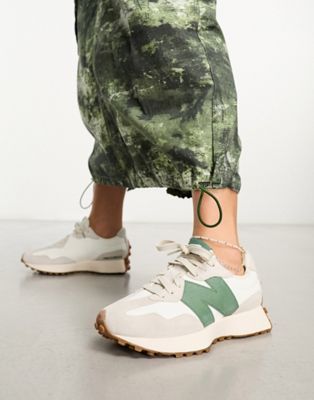New Balance 327 trainers in white & green - ASOS Price Checker