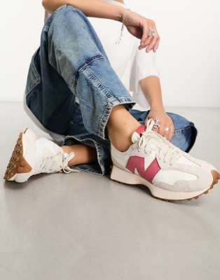 New Balance 327 trainers in white & pink The Hoxton Trend