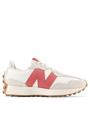 New Balance 327 trainers in white & pink