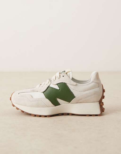 New Balance – 327 – Vita och mörkgröna sneakers med gummisula, 2 av 5