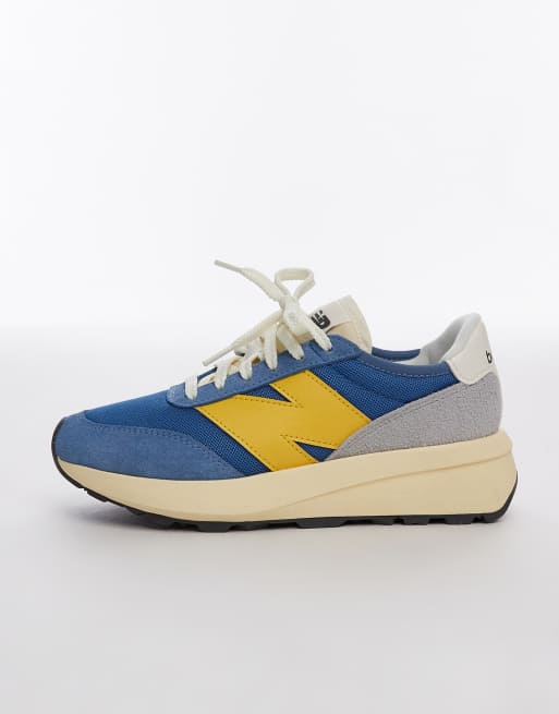 New Balance 370 trainers in blue and yellow ASOS